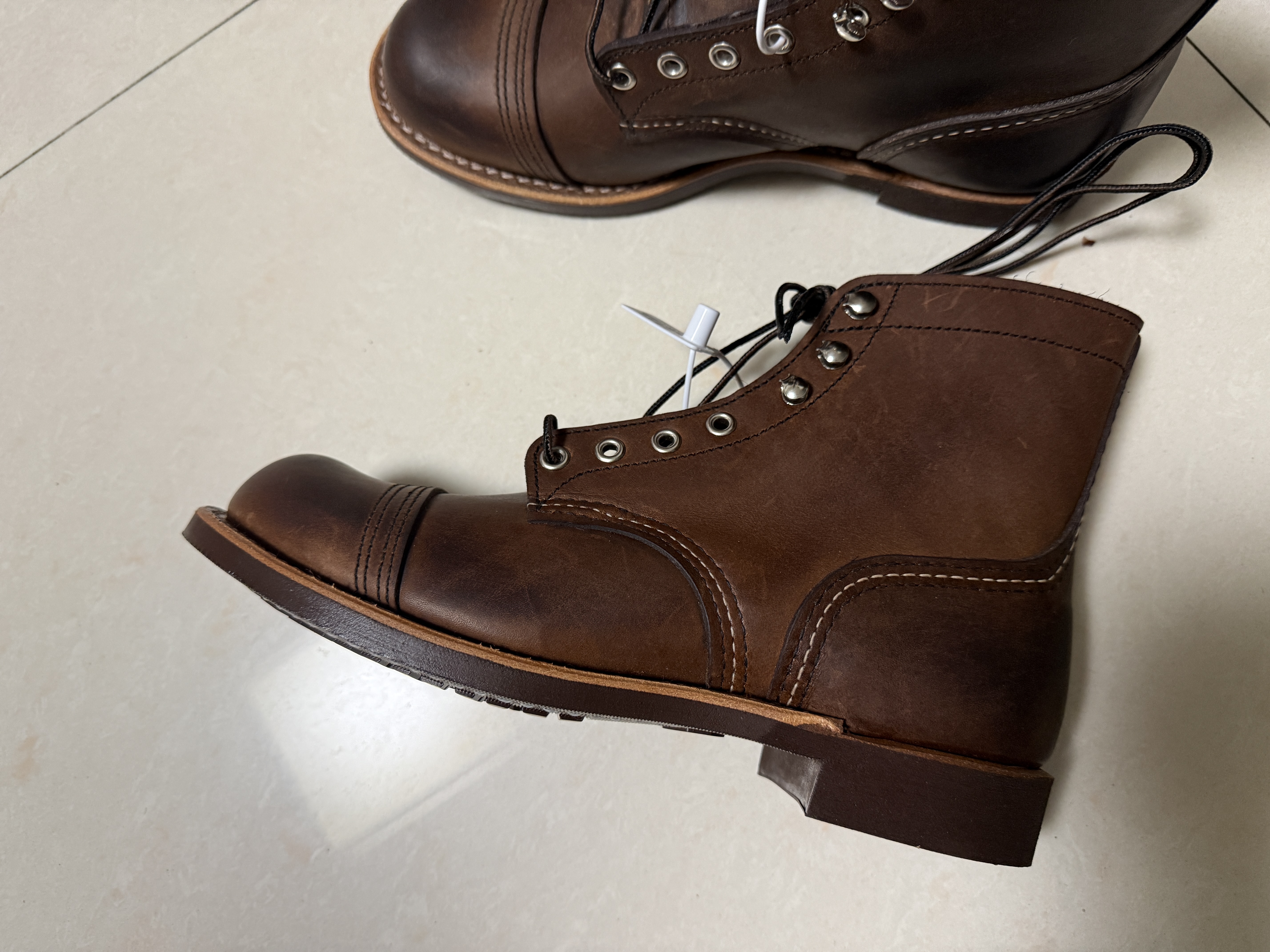 RED WING红翼8111工装靴6寸铁道工D头油鞣皮牛皮琥珀色男鞋马丁靴 琥珀色 39 (7 美码D头) 实拍图