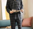 芬腾睡衣男纯棉5A抑菌防螨英伦风格纹国民领长袖家居服软棉棉 实拍图