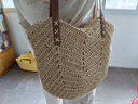 星昔草编包包女包海边度假沙滩编织包大容量休闲单肩包托特包送女友 镂空草编包米白色 实拍图