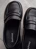 达芙妮单鞋女牛皮小皮鞋新款百搭平底乐福鞋一脚蹬女鞋422104579 黑色37 实拍图
