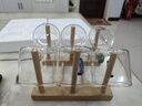 六色茶杯含杯架加厚耐热玻璃品茗杯水杯带把杯功夫茶具喝茶收纳 六色品茗杯（6只）+竹木杯架 100ml 实拍图