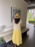 茵曼（INMAN）黄玫瑰现货|茵曼压褶木耳边半身裙2026夏季女新款松紧腰A字裙伞裙 晒单实拍图