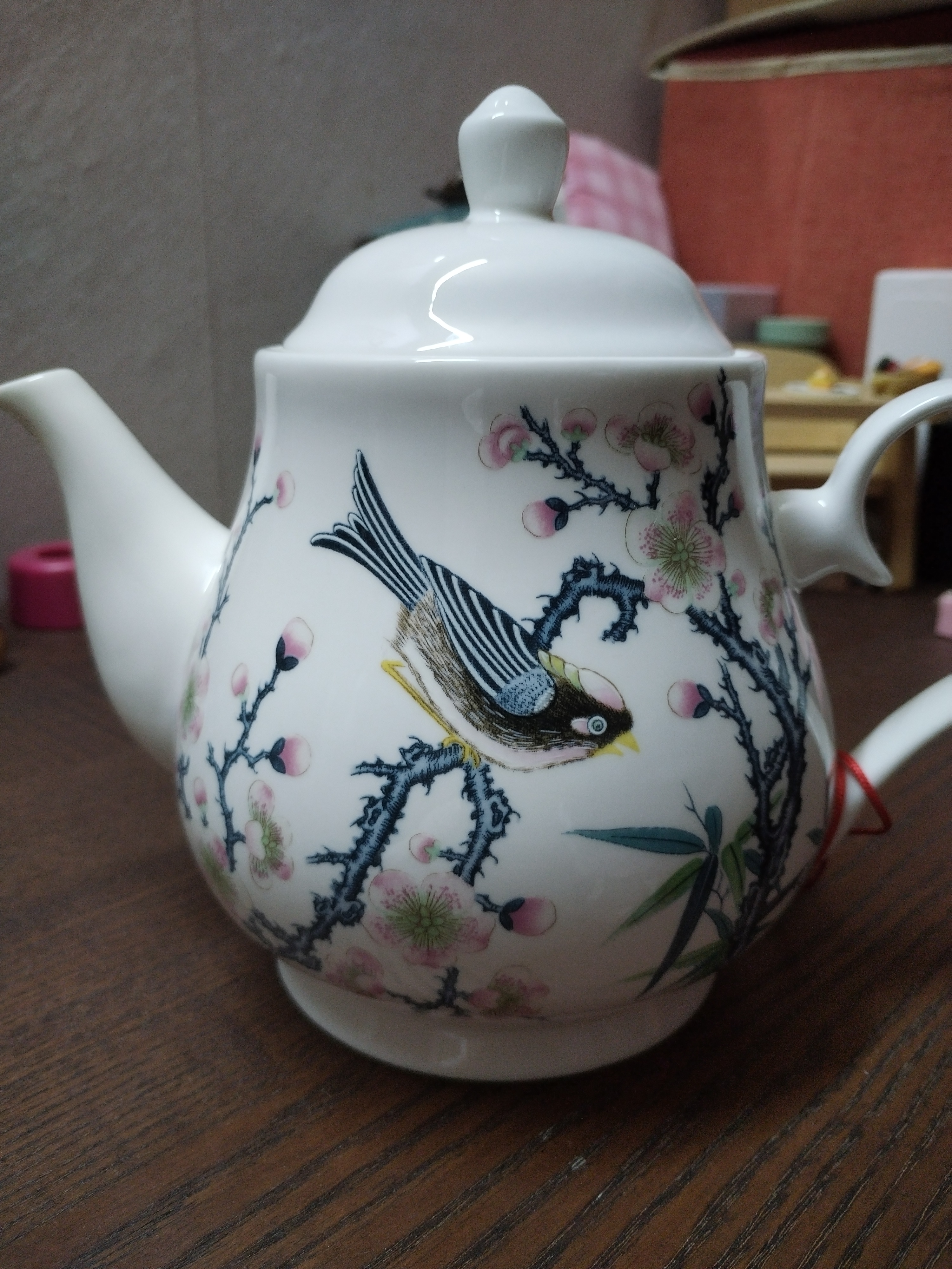 金岚玉骨瓷花茶壶泡瓷茶壶小壶沏茶壶凉水壶单壶小号家用水具 青雀之喜-大玉兰壶1个 1300ml 实拍图