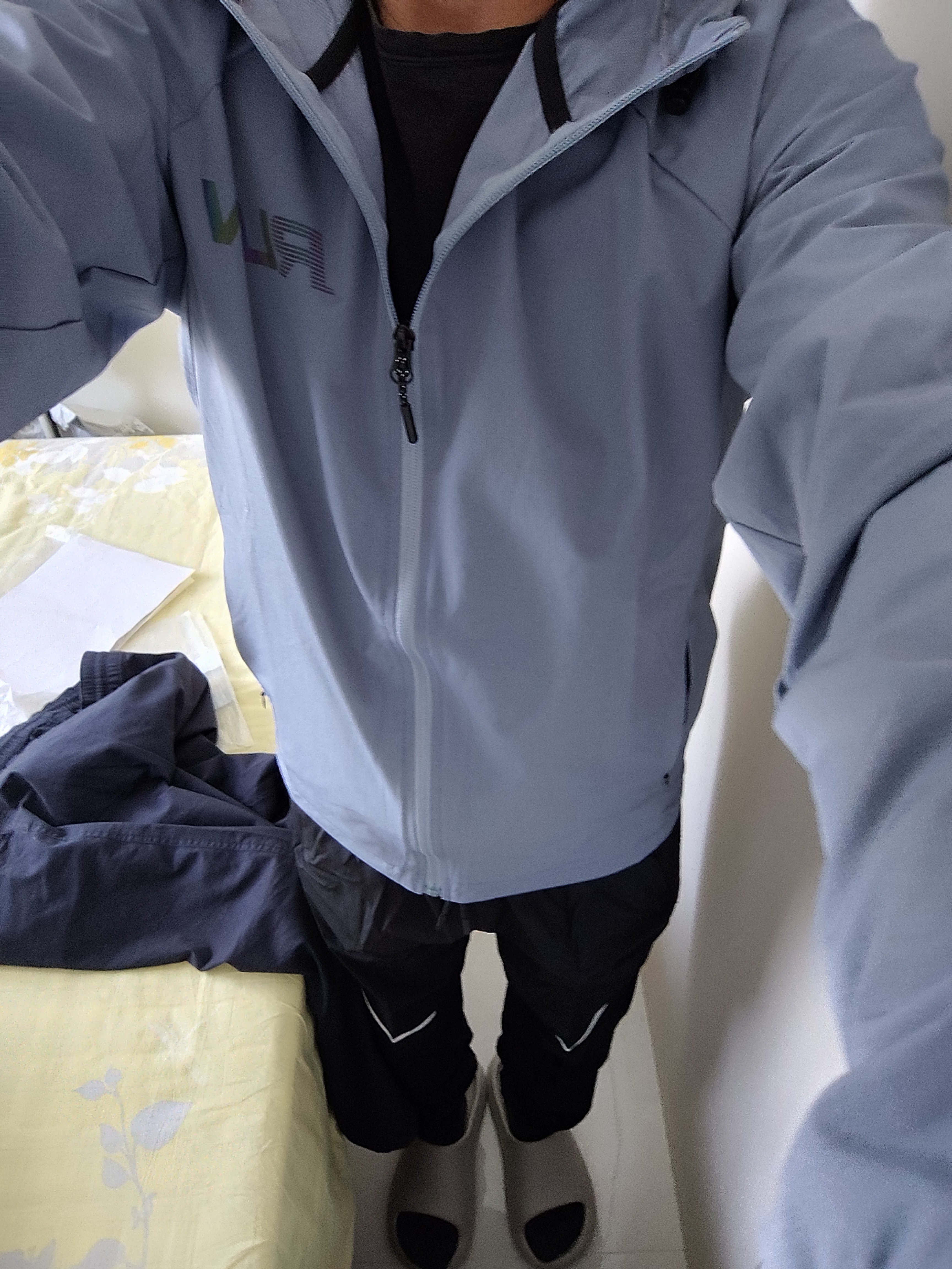 艾伦伯顿运动套装男新款跑步训练服骑行速干衣外套健身户外登山防风衣春季 牛仔蓝两件套【运动 防风】 L (115-130斤可单件换货) 实拍图