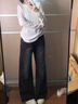 棉致黑灰色阔腿牛仔裤女夏季新款高腰薄款宽松显瘦梨形身材休闲直筒裤 S7030黑灰色【高品质】 L 110-120斤 晒单实拍图
