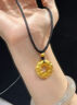 中国黄金（CHINA GOLD）貔貅平安扣黄金吊坠男女款足金项链皮丘挂坠父亲节生日礼物送男友 貔貅吊坠+福字珠 约2.2g【黑绳】 实拍图