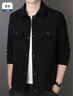 罗蒙（ROMON）夹克男士春秋潮流翻领纯色上衣商务行政灯芯绒外套男2270黑色2XL 实拍图