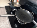 赫巴兹（HZIB）德国不粘锅316不锈钢炒锅炒菜锅具少油烟平底炒锅电磁炉燃气通用 双面屏+组合盖内径32外径 34cm 实拍图