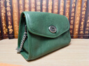 裘真信封包女链条斜挎单肩包休闲复古小包植鞣头层牛皮包包 绿色-小号 实拍图