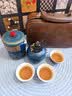 津盼旅行茶具套装家用户外便携功夫茶具陶瓷泡茶壶快客杯商务伴手礼物 旅行茶具【蓝色】一壶三杯一罐 实拍图