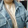 设计感洋气长袖针织衫上衣女2026春秋新款宽松蕾丝拼接百搭打底衫 杏色 L 实拍图