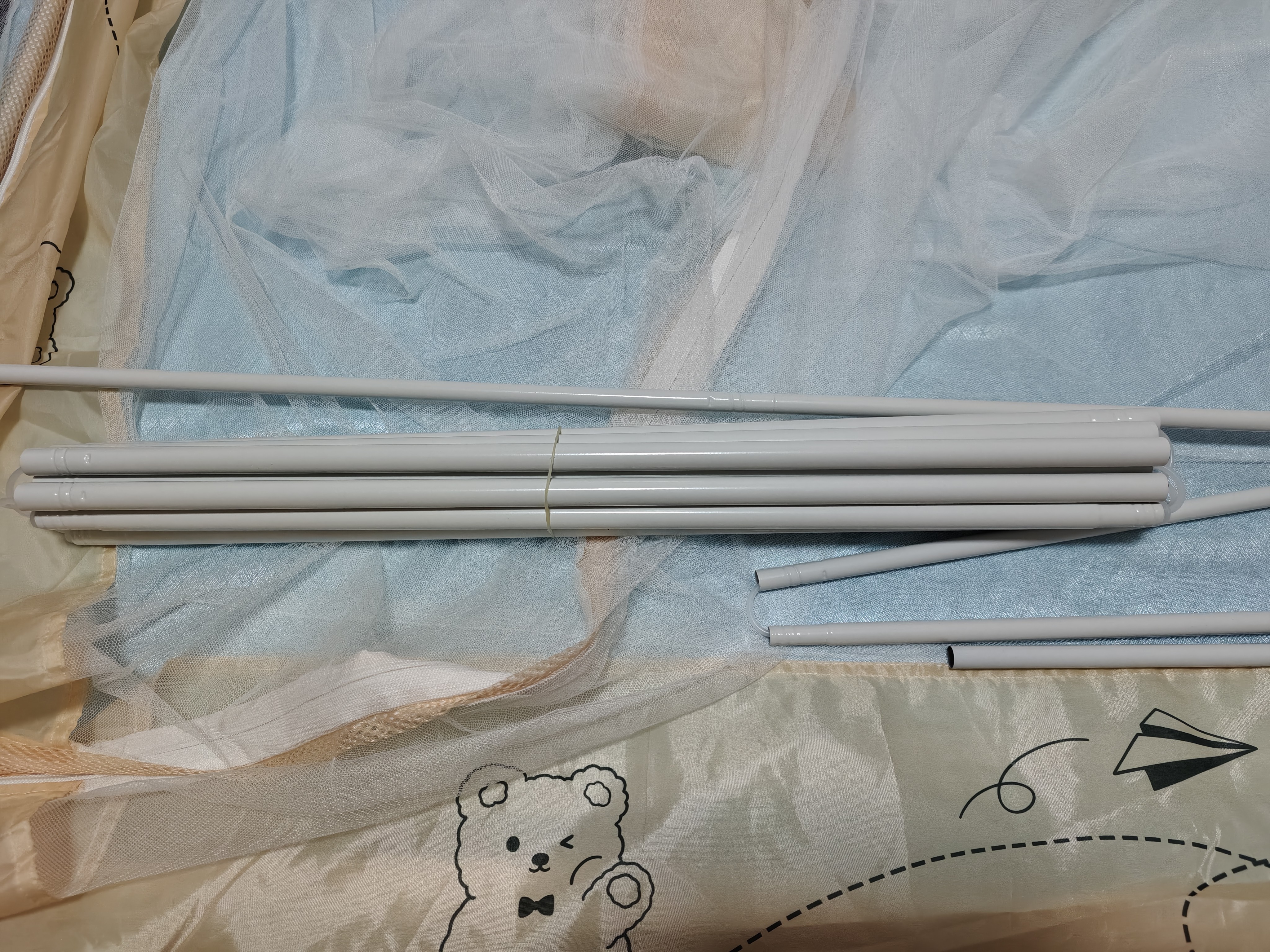 素时代坐床蚊帐A类抑菌1.8米宝宝防摔家用蚊帐三开门180*200床笠米白 实拍图