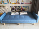 欧柏盛布艺沙发床简约新款科技布猫爪皮双三四人可折叠客厅小户型出租房 雾霾蓝色(亲肤棉麻布) 四人位 2m *加宽1.1米）+抱枕 实拍图