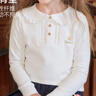 英氏（YEEHOO）女童T恤儿童长袖春季小翻领polo衫中大童装时尚学院风上衣新款 字母荷叶花边领-白色 120 实拍图
