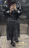 香影黑色碎花连衣裙女2026秋季新款长裙法式优雅雪纺v领长袖裙子 黑色 M 160/84A/95-110斤 实拍图