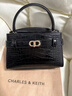 CHARLES&KEITH鳄鱼纹凯莉包手提斜挎婚包包女包生日礼物CK2-50270880-1 Black黑色 S 实拍图