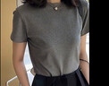 弹力纯棉短袖t恤女春夏2026新款内搭修身体恤基础正肩上衣888+887 深灰色【圆领】 M 建议90-100斤 实拍图