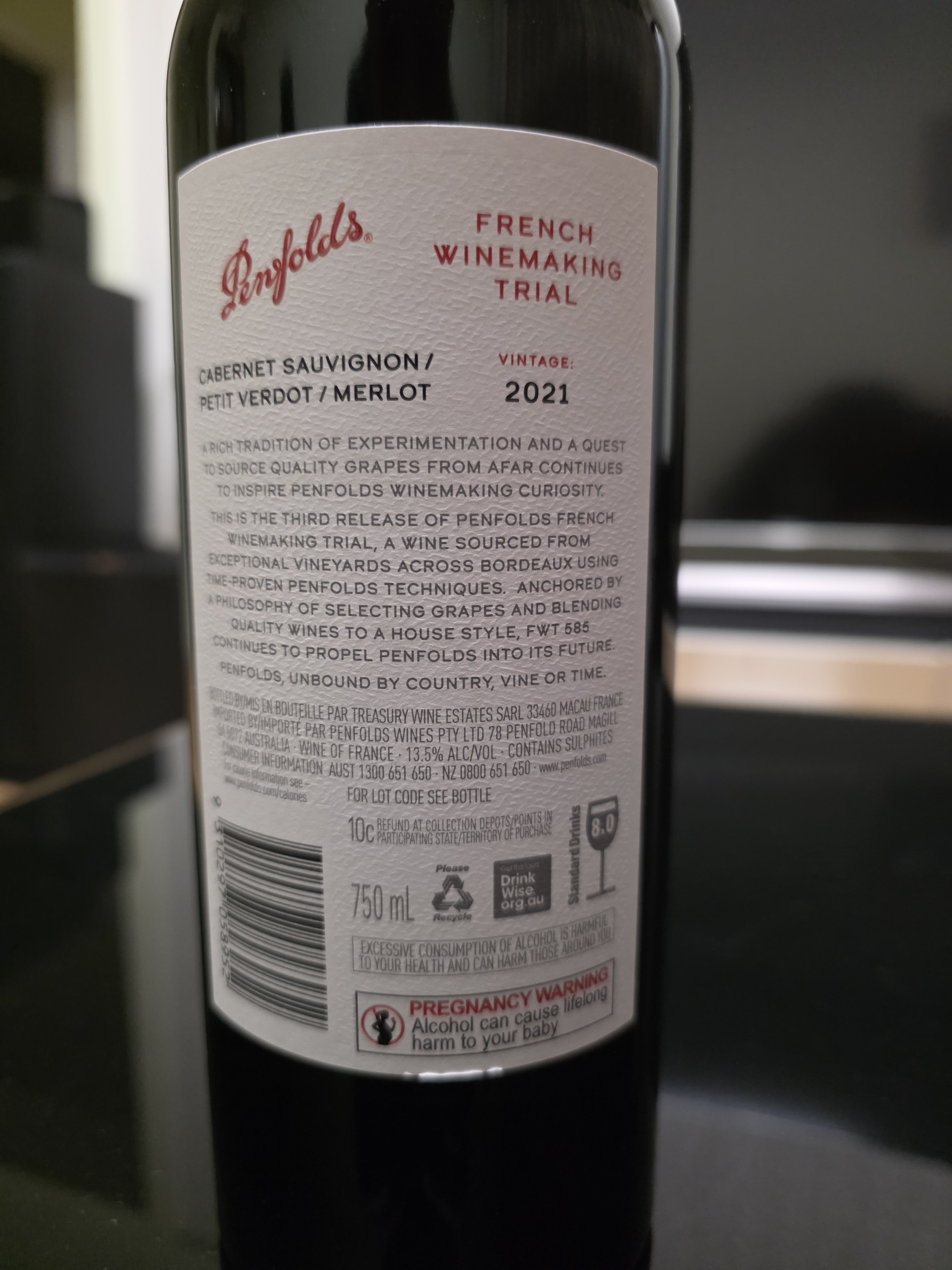 奔富（Penfolds）FWT585 585赤霞珠小维多梅洛红葡萄酒 750ml 法国原产 实拍图