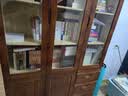 唐辑实木书柜书架落地客厅玻璃门展示收纳储物柜胡桃色三门 实拍图