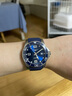 图登适用浪琴康卡斯表带橡胶天然橡胶硅胶男L3.781/742/782等手表带 蓝色-双按折叠扣 19mm【适配39mm表盘】 实拍图