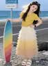 兜兜王国女童巨好看夏装裙子套装2026新款女大童洋气时髦多巴胺穿搭小洋裙 黄色 套装【短袖+蛋糕裙】 150 实拍图