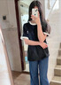 骆驼（CAMEL）迪丽热巴同款纯柔棉T神宽松男女短袖t恤 C36BAXLN090 墨蓝 S 实拍图
