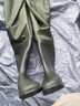 熊火下水裤半身雨裤连体男水裤防水鱼裤渔裤全身防水裤皮裤背带裤涉水裤皮叉裤连鞋捞鱼服  加厚85丝军绿色（带鞋垫+腰带+补皮+胶水） 40 实拍图