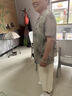 戴妈妈奶奶装套装夏装短袖妈妈装2025新款老年女装60-80岁老年人衣服t恤 蓝色冰丝两件套 3XL 建议115-130斤 实拍图