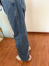 真维斯（Jeanswest）牛仔裤女夏季高腰显瘦显高设计感直筒拖地阔腿长裤子女深蓝色2XL 实拍图