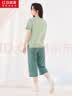 红豆居家睡衣女夏季纯棉休闲短袖短裤女士睡衣可外穿家居服绿色165/88A 实拍图