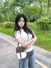 viney手机包包女包牛皮斜挎包小包轻奢单肩老婆生日520送女朋友礼物 【白配咖啡】情人节实用高级感高档品牌腋下包 休闲小众洋气迷你包 实拍图