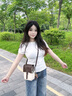 viney手机包包女包牛皮斜挎包小包轻奢单肩老婆生日520送女朋友礼物 【白配咖啡】情人节实用高级感高档品牌腋下包 休闲小众洋气迷你包 实拍图