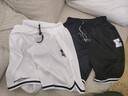 策息短裤男夏季美式运动健身篮球裤子男生宽松冰丝速干男士五分大裤衩 白色+黑色 XL -建议110-130斤左右 实拍图