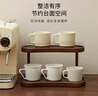 化妆品收纳架桌面香水口红置物架全竹复古梳妆台护肤品首饰储物架 【双层置物】 2层 32*15*19cm 实拍图