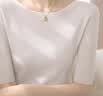 RED DRAGONFLY高级感修身2026春秋新款五分袖针织T恤衫女装上衣中短袖打底 白色中袖 均码 适合80-120斤 实拍图