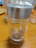 富光双层玻璃杯商务泡茶杯子大容量耐热办公水杯过滤带把银色320ml 实拍图
