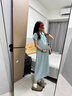 苒琦妈咪孕妇连衣裙夏季2026新款蓝色清爽冰丝薄款短袖polo领宽松显瘦长款 蓝色【长款】 L 实拍图