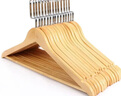 三特（SUMTOO）实木衣架家用衣挂架无痕防滑成人衣架子木头裤架木质衣挂衣服撑子 男款-原木色-扁钩 10个装 实拍图