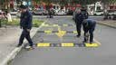 橡胶减速带 公路橡塑减速带加厚加重斜坡缓冲带 交通设施抗压承重服务区物流园道路公路限速 橡塑人字形100*35*7cm+螺丝 实拍图