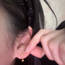BJYLu型999纯银耳钉女耳饰螺丝拧扣双耳洞一体式耳环养耳洞耳骨钉 【999足银】金色耳钉单只 实拍图