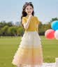 兜兜王国女童巨好看夏装裙子套装2026新款女大童洋气时髦多巴胺穿搭小洋裙 黄色 套装【短袖+蛋糕裙】 150 实拍图