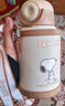 史努比（SNOOPY）儿童保温杯带吸管大容量316不锈钢双盖水壶男女小学生喝水杯子 咖 实拍图