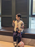 迪士尼女童秋季裤子朱迪卫裤女孩印花口袋直筒裤中大童休闲裤 藏青130 实拍图