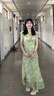 花花公子（PLAYBOY）法式小飞袖碎花连衣裙女夏季2026新款韩系穿搭收腰显瘦气质长裙子 绿色 L  105-120斤 实拍图