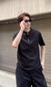 gxgjeans男装 黑色半拉链宽松华夫格休闲立领短袖t恤男26夏新品 黑色 L (175) 实拍图