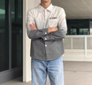 花花公子（PLAYBOY）渐变色衬衫男长袖夏季新款潮翻领免烫宽松休闲上衣男士衬衣外套 G30浅灰 XL 实拍图