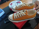 人本帆布鞋女平底运动板鞋经典情侣原宿板鞋 学生韩版校园布鞋 落叶黄 （女款偏大半码） 35 女款 实拍图