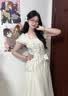 亿梵莎（YIFANSHA）法式新品连衣裙夏季2026年设计感假两件甜美仙女裙修身显瘦中长裙 图片色 均码 【可备注码数】 实拍图