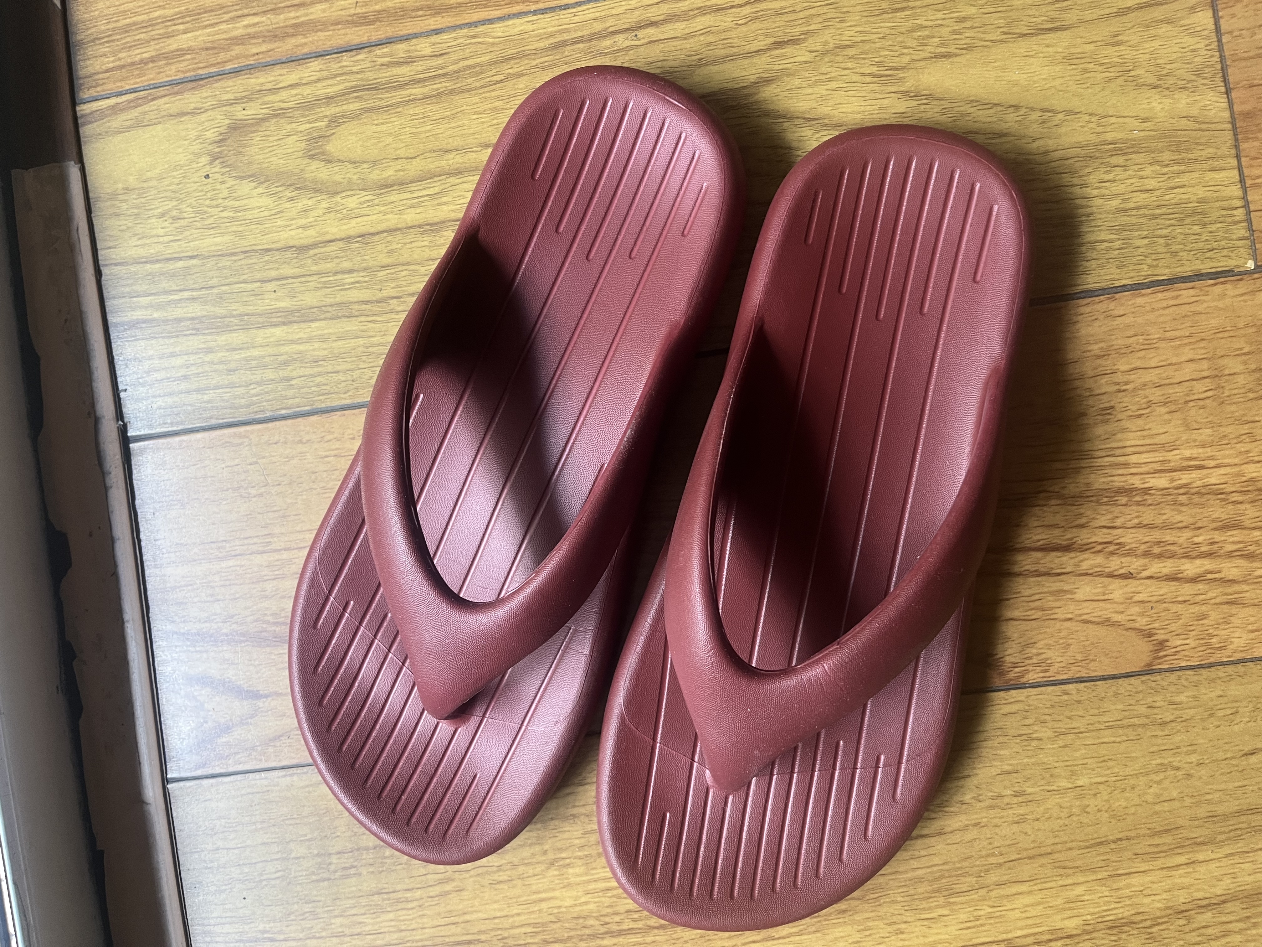 朴西晴沙人字拖鞋女士新款软底防滑可外穿海边凉拖鞋男 赤霞红 39-40 实拍图