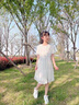 G.duck童装女童连衣裙夏季儿童公主裙韩版时尚23新款小女孩泡泡袖雪纺裙 白色 160 尺码13~14岁【150-160cm】 实拍图